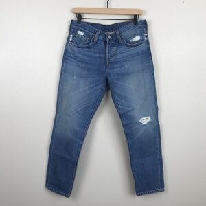 Lev's 501 Tapered Button Fly Distressed Denim Jeans- 28